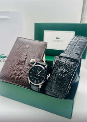 Подарочный набор для мужчины ремень, часы, кошелек + коробка 21134345