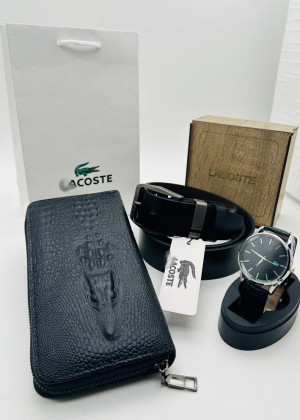 Подарочный набор для мужчины ремень, кошелек, часы + коробка #21144835