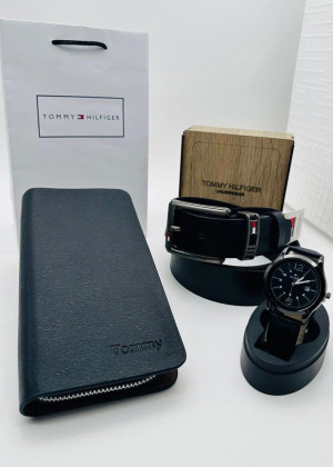 Подарочный набор для мужчины ремень, кошелек, часы + коробка #21177504