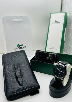 Подарочный набор для мужчины ремень, кошелек, часы + коробка #21177514