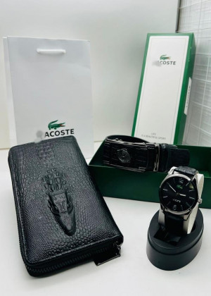 Подарочный набор для мужчины ремень, кошелек, часы + коробка #21177518