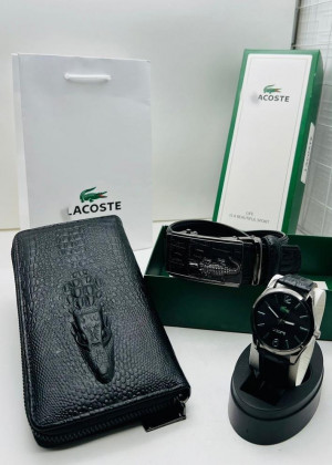 Подарочный набор для мужчины ремень, кошелек, часы + коробка #21177519