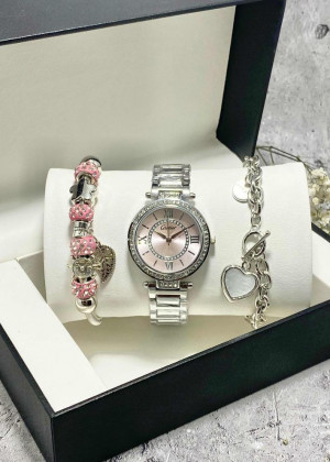 Подарочный набор для женщин часы, 2 браслета + коробка 23244984