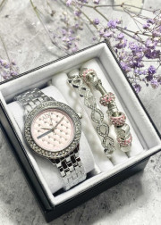 Подарочный набор для женщин часы, 2 браслета + коробка