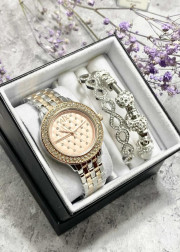 Подарочный набор для женщин часы, 2 браслета + коробка