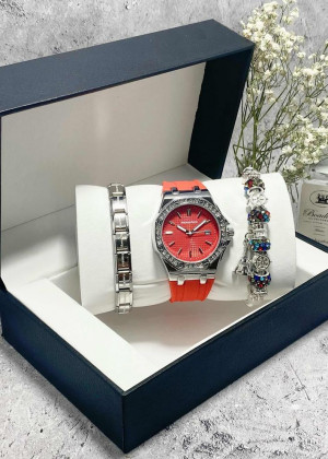 Подарочный набор для женщин часы, 2 браслета + коробка 23245232