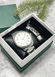 Подарочный набор для мужчины часы и браслет + коробка