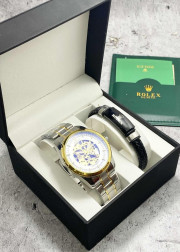 Подарочный набор для мужчины часы и браслет + коробка