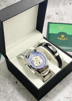 Подарочный набор для мужчины часы и браслет + коробка #23245281