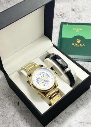 Подарочный набор для мужчины часы и браслет + коробка #23245282