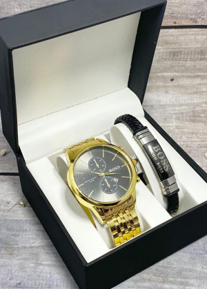 Подарочный набор для мужчины часы и браслет + коробка 23245287