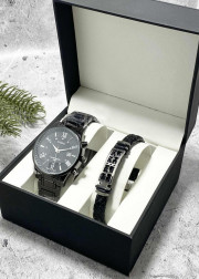 Подарочный набор для мужчины часы и браслет + коробка