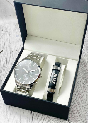 Подарочный набор для мужчины часы и браслет + коробка #23245299