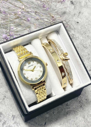 Подарочный набор для женщин часы, 2 браслета + коробка 23304525