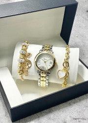 Подарочный набор для женщин часы, 2 браслета + коробка