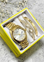 Подарочный набор для женщин часы, 2 браслета + коробка