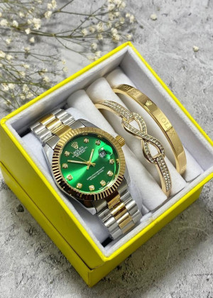 Подарочный набор для женщин часы, 2 браслета + коробка 23304582