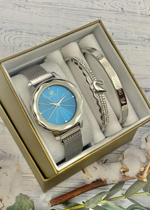 Подарочный набор для женщин часы, 2 браслета + коробка 23304592