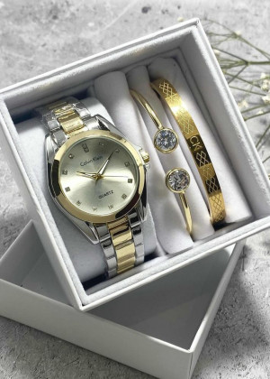 Подарочный набор для женщин часы, 2 браслета + коробка 23304596