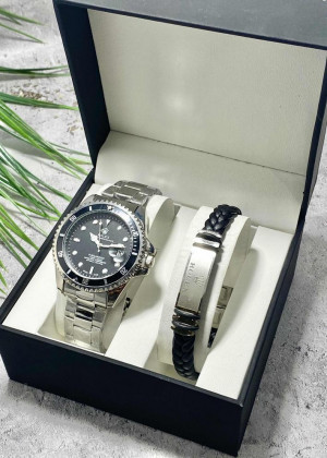 Подарочный набор для мужчины часы и браслет + коробка 23304807