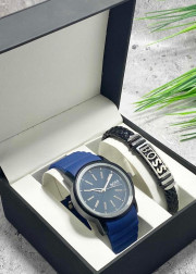 Подарочный набор для мужчины часы и браслет + коробка