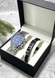 Подарочный набор для мужчины часы и браслет + коробка
